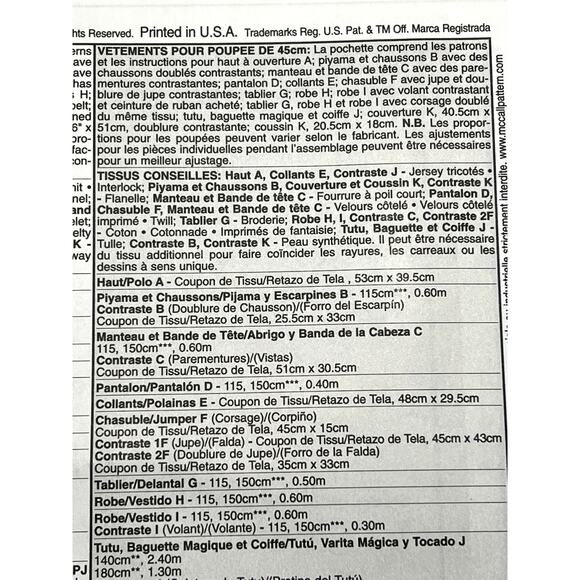 McCalls 6005 pattern 18in Doll clothes dress pajamas tutu jumper coat pants - Picture 6 of 7